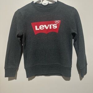 Levi's Men's Charcoal Crewneck Sweater with Red Logo